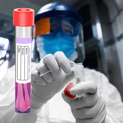 10mL Transport Tube with Attached Red Screw Cap ,with Recess for Swab ,Round Bottom,RNase,DNase & pyrogen Free(50pcs)