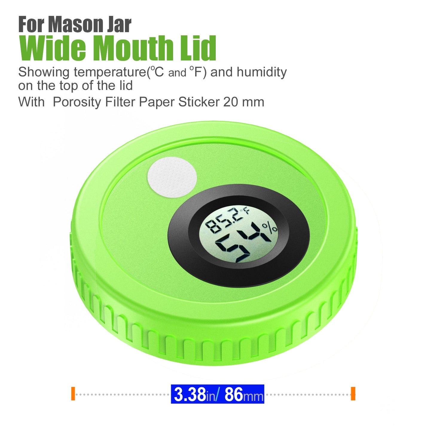 Airtight Mason Jar Lids Built-In Stash Hygrometer Herb Curing monitor fits all Ball Wide Mouth Mason Jars